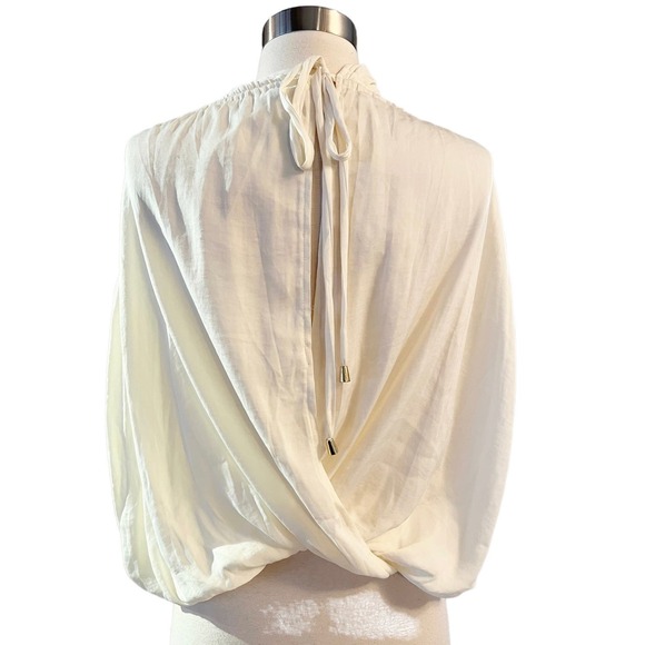 FREE PEOPLE Rachel Silky Top Ivory V-Neck Slinky Jersey Cropped Medium NWOT - Picture 12 of 13